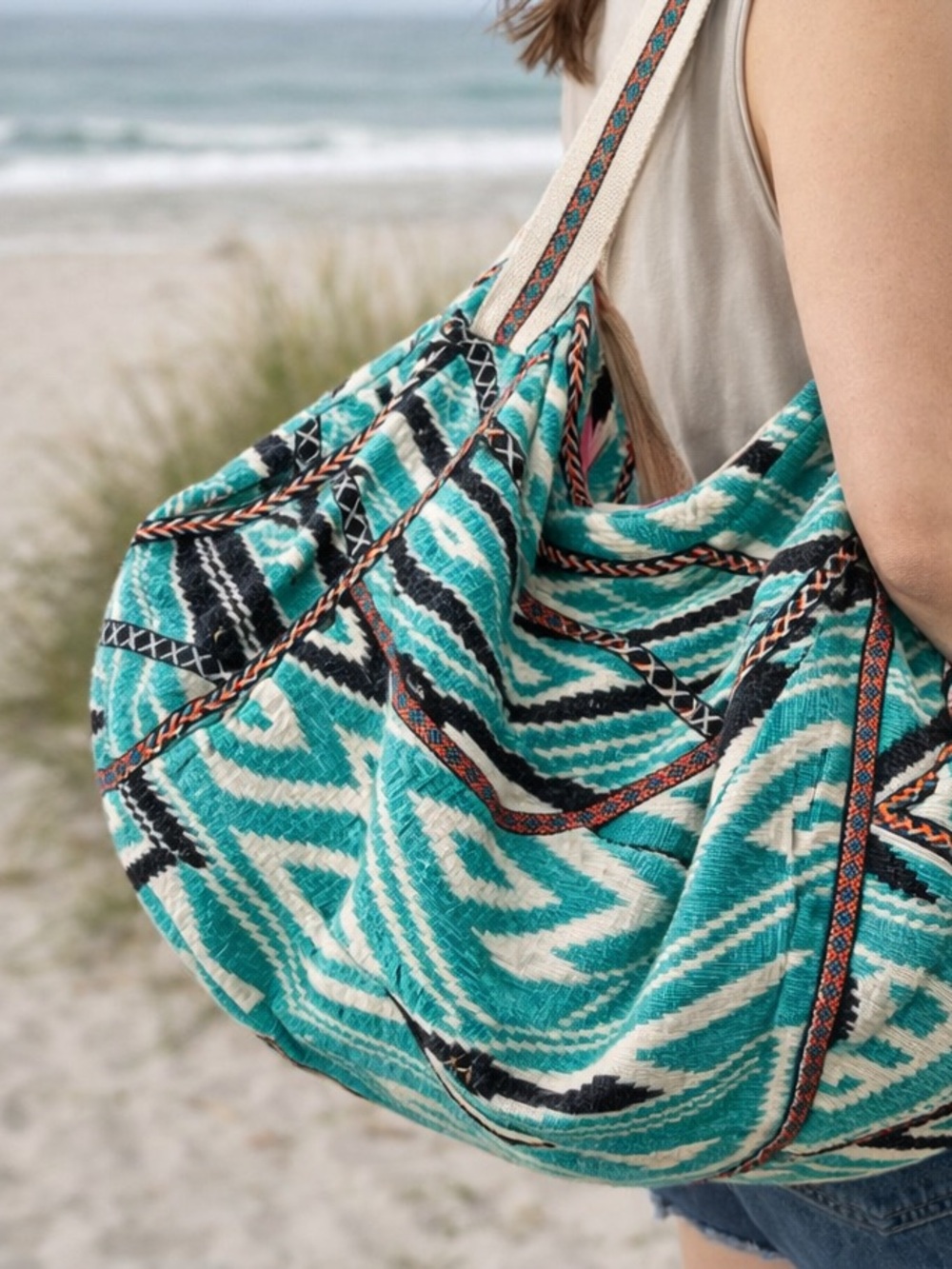 Bluma Project Woven Beach Bag – Oversized Boho Tote